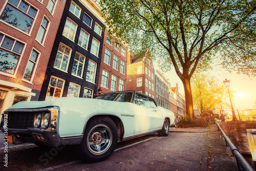 View a retro car. Amsterdam - Netherlands. Beauty world Europe © standret
