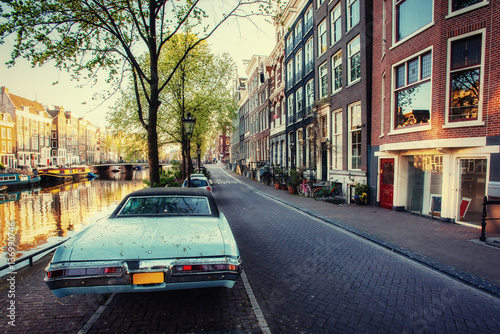 Photography View a retro car. Amsterdam - Netherlands. Beauty world Europe