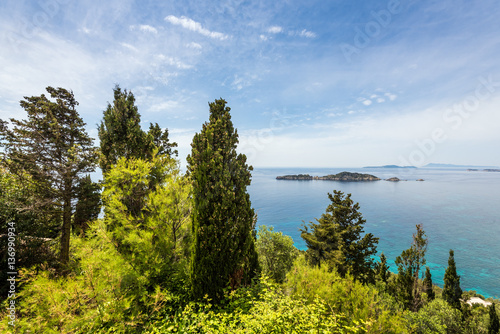 Magnificent views from the coast in old Afionas village in north west Corfu island. Greece