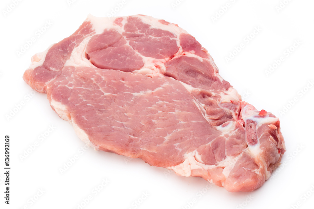 Fresh raw beef steak isolated on white background, top view. Fresh raw beef steak isolated on white background, top view.