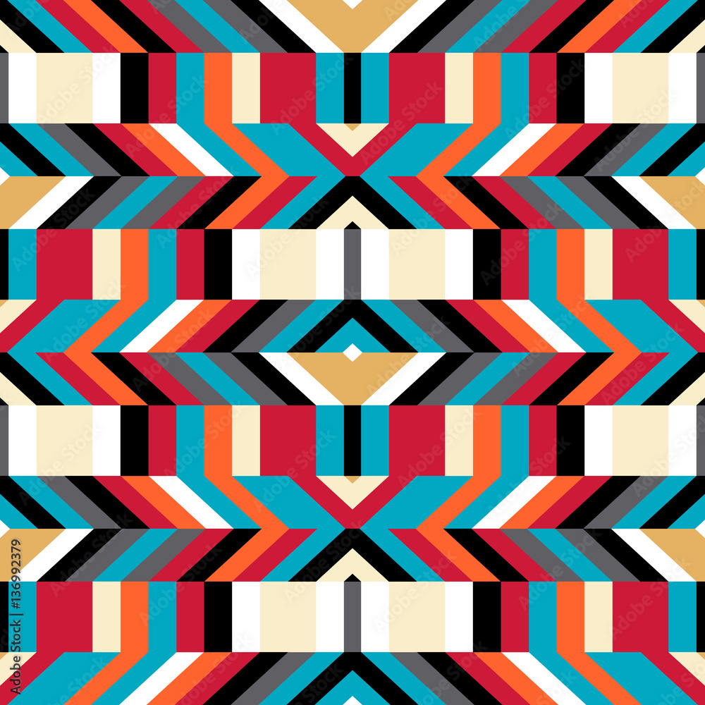 Pattern with stripe, chevron, geometric shapes