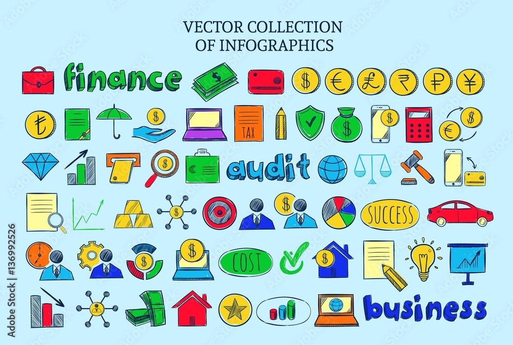 Colored Infographic Financial Elements Collection