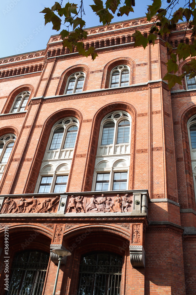 Fototapeta premium part of the facade of the red town hall in Berlin