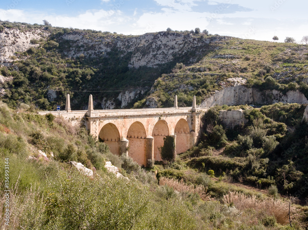 Historic bridge at S287 near Vela, Province of Syracuse, Sicily,