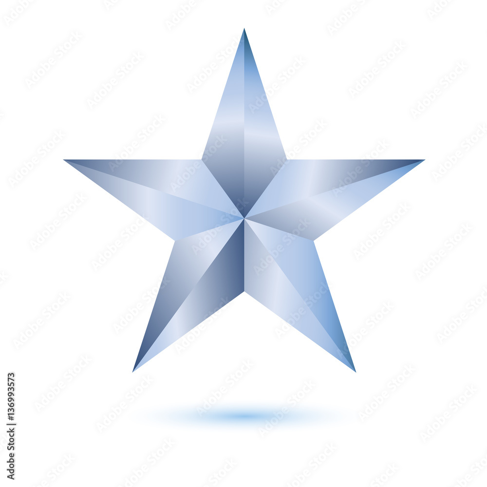 Vector illustration shiny blue silver star on white background