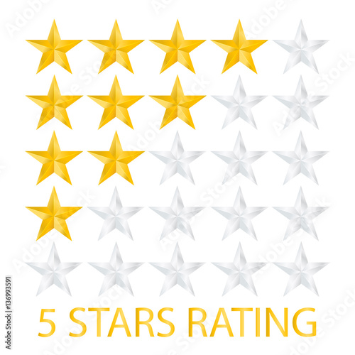 five stars rating on white background