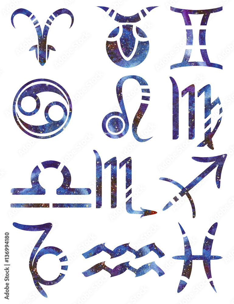 Obraz premium Zodiak signs. Watercolor background