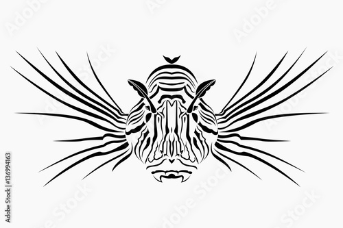 Lion fish. The vector tattoo