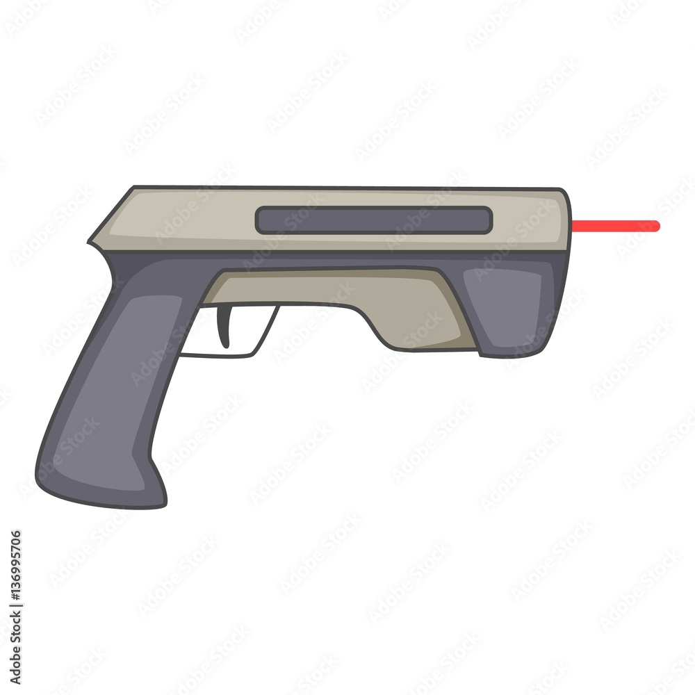 Laser beam pistol icon, cartoon style