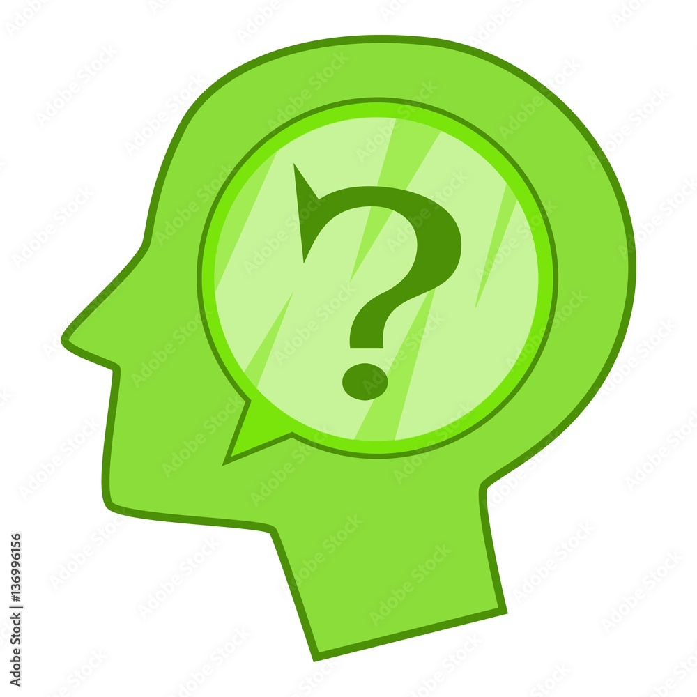 Head silhouette with question mark inside icon Head silhouette with question mark inside icon