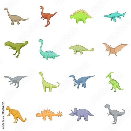 Different dinosaurs icons set  cartoon style