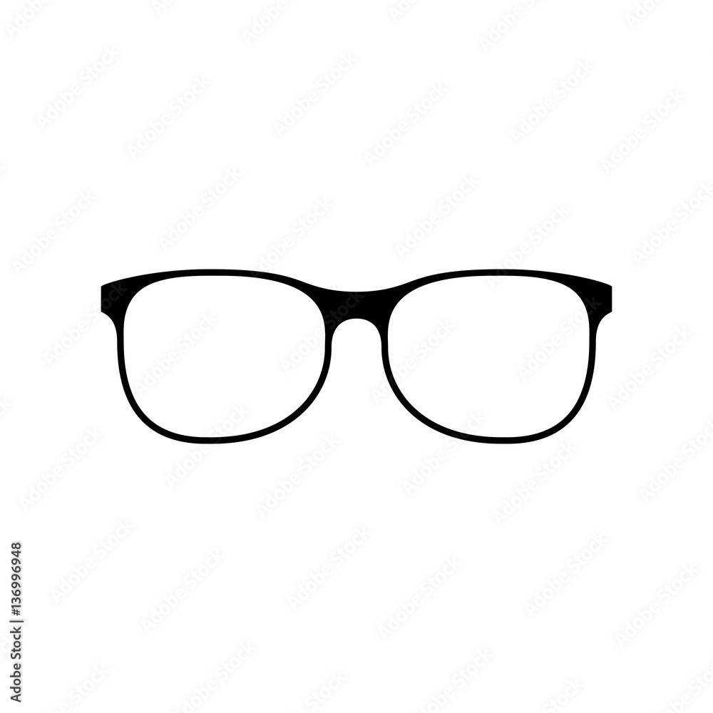 Glasses icon. Black icon isolated on white background. Stock Vector
