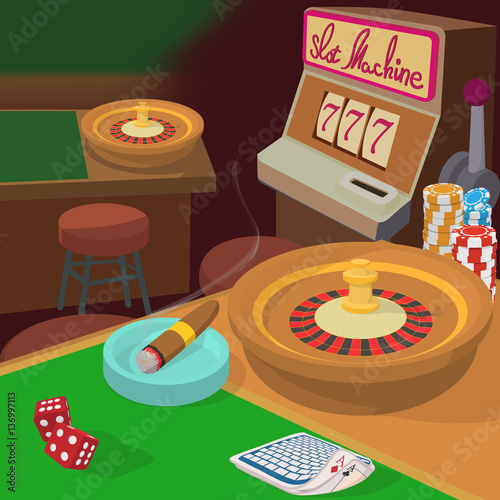 Casino game items concept, cartoon style