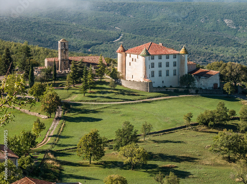 Church and Castle at Aiguines,  Provence-Alpes-Côte d'Azur, Fra photo