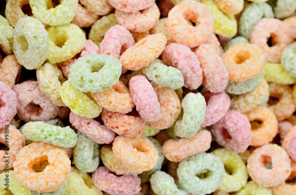 group of colored cereal group of colored cereal