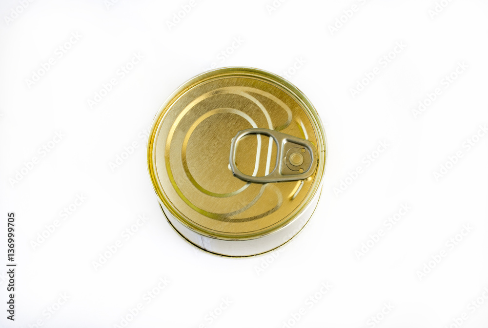 Can of preserved food on white background Can of preserved food on white background