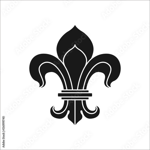 Royal lily or fleur de lis simple silhouette icon on background