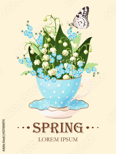 Greeting card with lilies of the valley