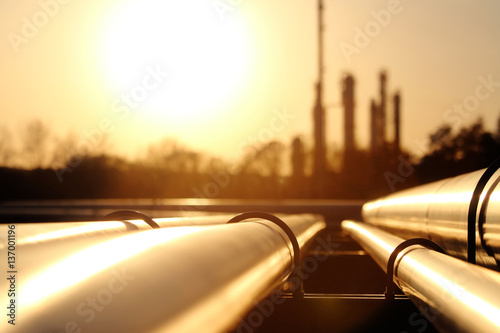 golden steel pipe network in crude oil refinery