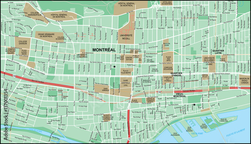 Montreal City Map with Streets