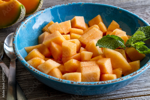 Canvas Print Fresh organic cantaloupe melon