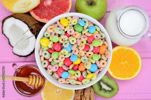 cereal with candy on table