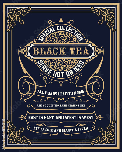 Label with floral frame