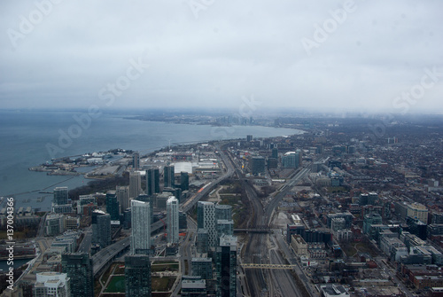 Sicht von oben auf Geb  ude von Toronto