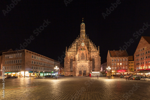 Night view of Frauenkirche in Nuremberg