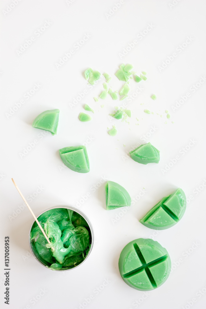 concept depilation with wax on white background top view concept depilation with wax on white background top view