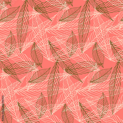 Organic pattern with leafs drawn in thin lines