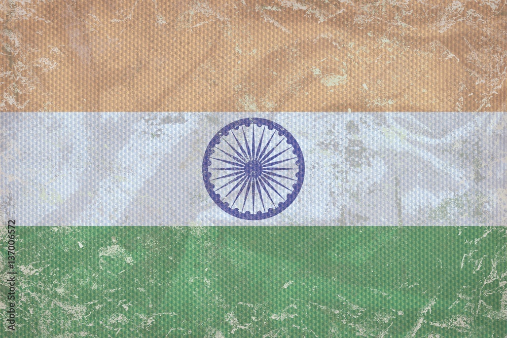 Grunge India flag texture on kapron fabric Grunge India flag texture on kapron fabric