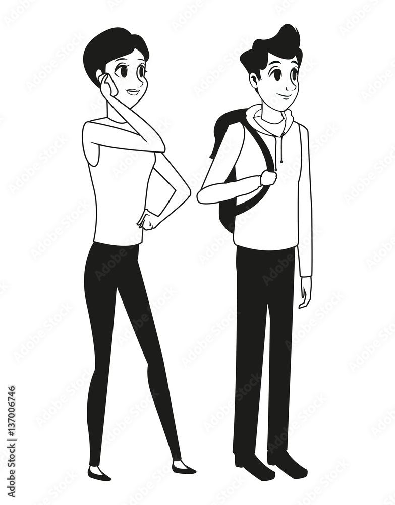 couple young talking communication outline vector illustration eps 10 couple young talking communication outline vector illustration eps 10