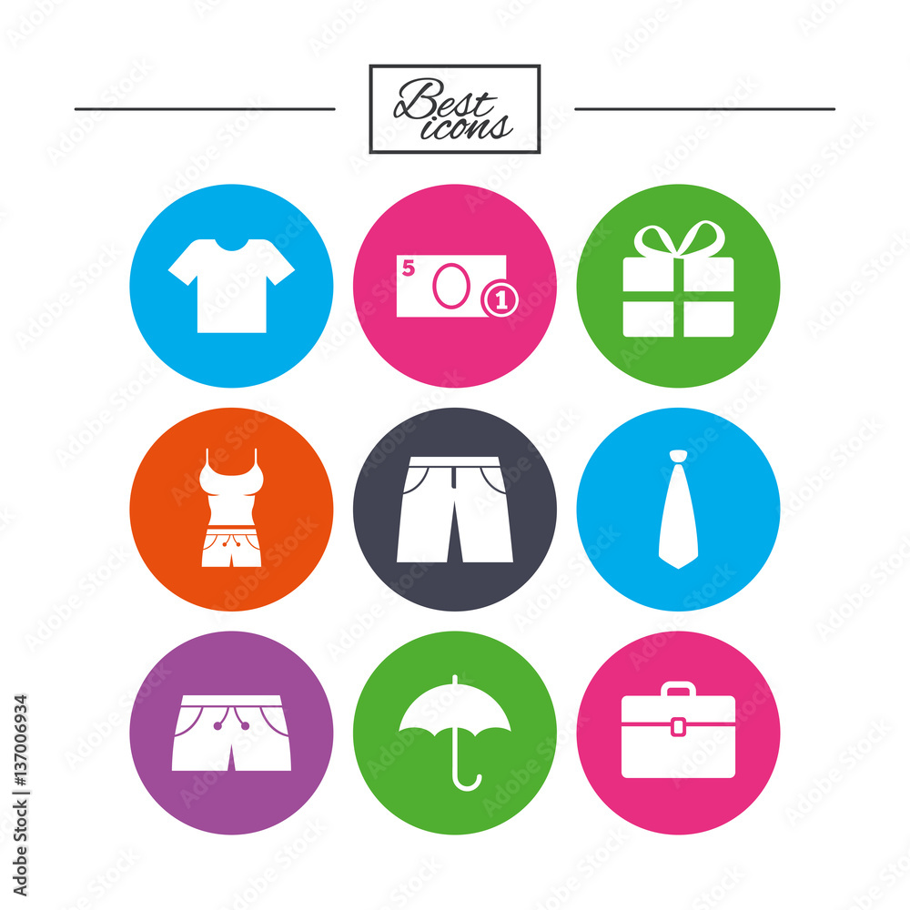 Clothing, accessories icons. Shopping signs. Clothing, accessories icons. Shopping signs.