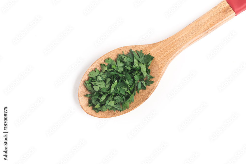 Fresh Parlsey Chopped into a spoon