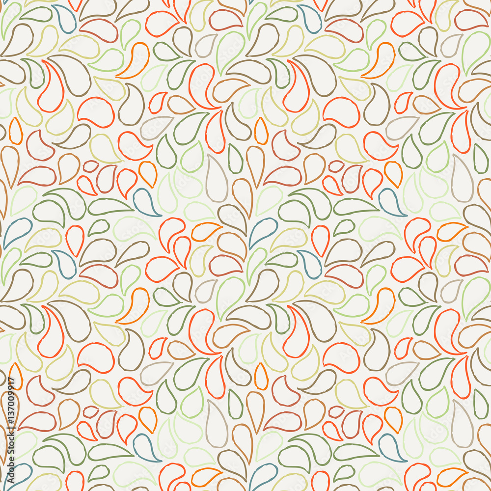 Vector seamless pattern of stylized leaves and petals