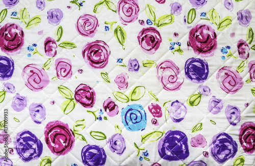 Rose flowers on fabric background