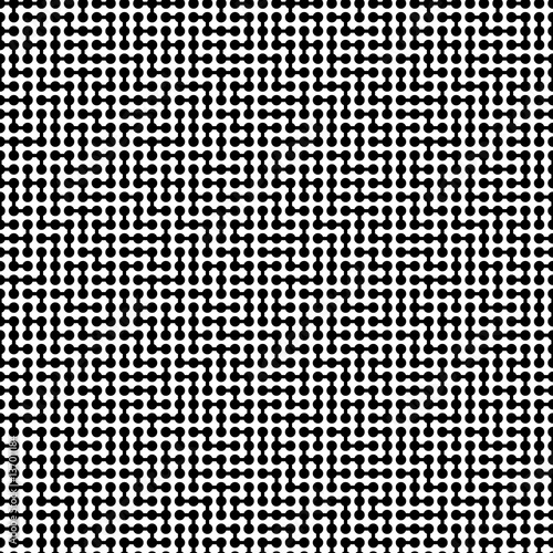 Seamless white pattern with labyrinth-like connected black dots - Eps10 vector graphics and illustration