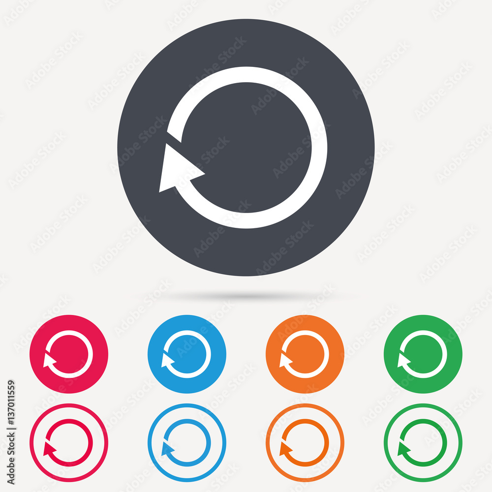 Update icon. Refresh or repeat symbol. Round circle buttons. Colored flat web icons. Vector Update icon. Refresh or repeat symbol. Round circle buttons. Colored flat web icons. Vector