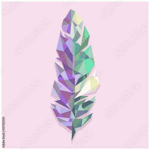Vector illustration of an origami feather