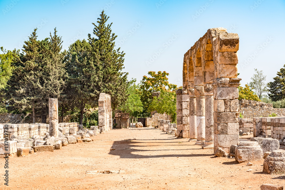 Umayyad City of Anjar in Lebanon. It is located about 50km east of Beirut and has led to its designation as a UNESCO World Heritage Site in 1984. Umayyad City of Anjar in Lebanon. It is located about 50km east of Beirut and has led to its designation as a UNESCO World Heritage Site in 1984.