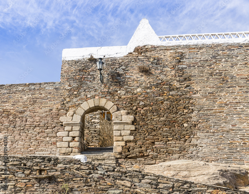 the wall and the entrance gate in Monsaraz town, Évora District, Portugal