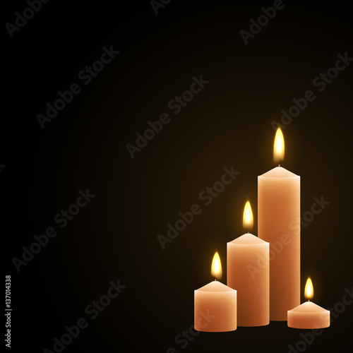 Candles burn with fire realistic