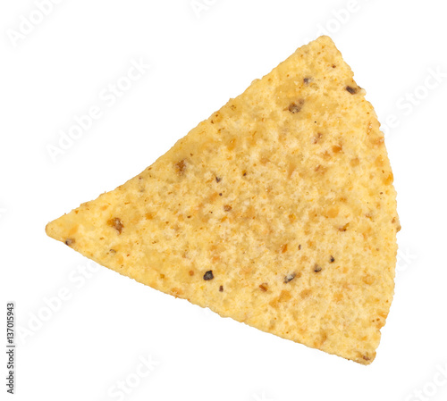 Tortilla chip isolated on a white background.