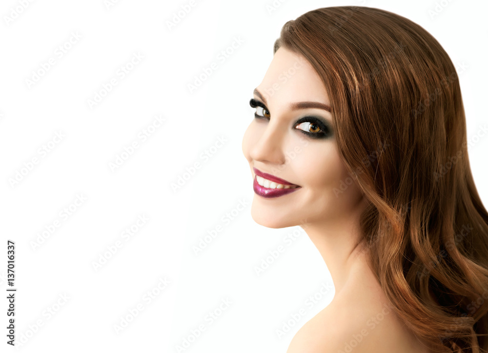 Naklejka premium Beautiful Fashion Model with make up, Perfect Fresh Skin and Lon