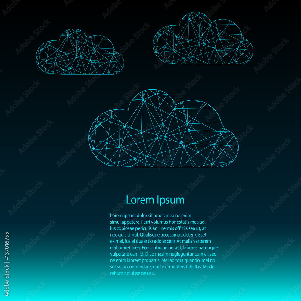 Fotografie Business template - cloudy futuristic blue structure   - vector illutration