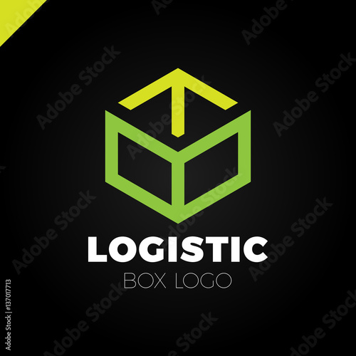 Delivery Box with Arrow Logo. Colorful line style
