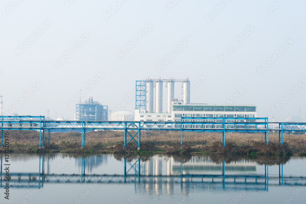 oil refinery near river