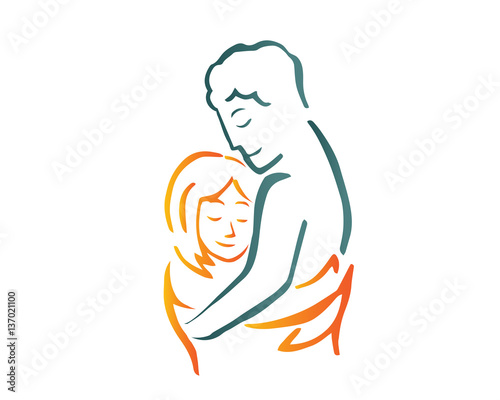Elegant Intimate Romantic Couple Silhouette Illustration Logo