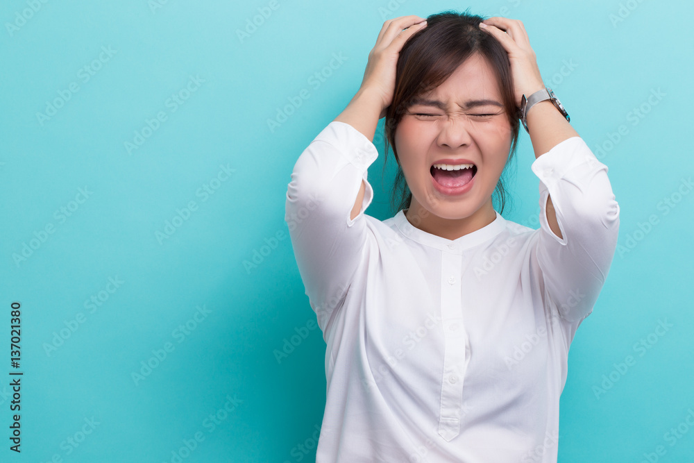 Angry woman on isolated background